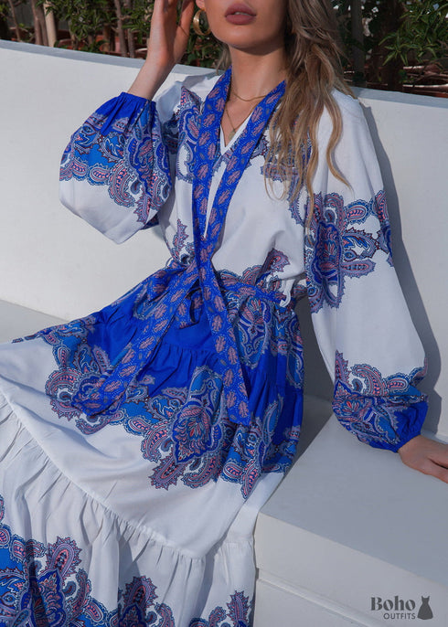 Boho Bowknot High Waist Midi Dress Margaret